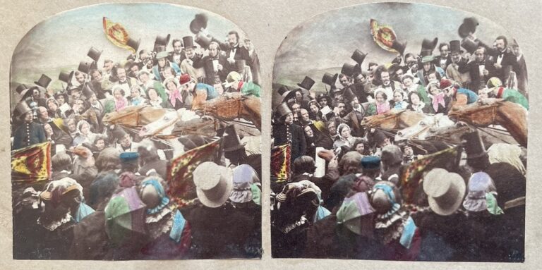 Alfred Silvester, vermutlich London, ca. 1860. "National Sports. The rail! The road!! The turf!!! The settling day!!!!"