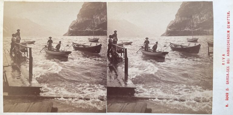 Alois Beer, Klagenfurt, ca. 1880er. "Riva. N. 5049 D. Garda-See bei anbrechendem Gewitter."